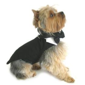 Black Dog Harness Tuxedo w/Tails, Bow Tie, and Cotton Collar (Option: X-Large)