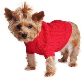 Dog Cable Knit 100% Cotton Sweater      Fiery Red (Option: 3X-Large)