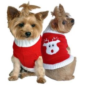 Dog Cable Knit 100% Cotton Sweater     Red Rudolph Holiday (Option: 3X-Large)