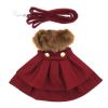 Wool Fur-Trimmed Dog Harness Coat by Doggie Design- Burgundy