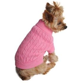 Dog Cable Knit 100% Cotton Sweater       Candy Pink (Option: Small)